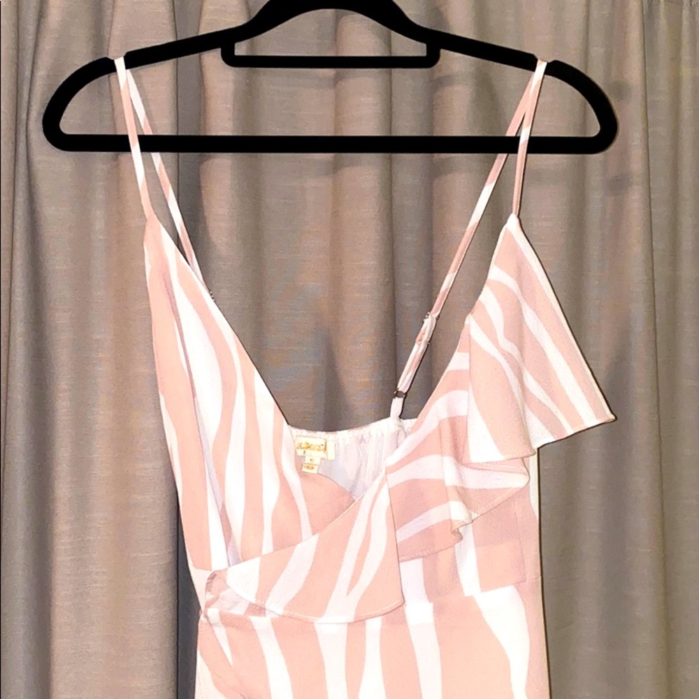 Pink and White Zebra Patterned Maxi Dress